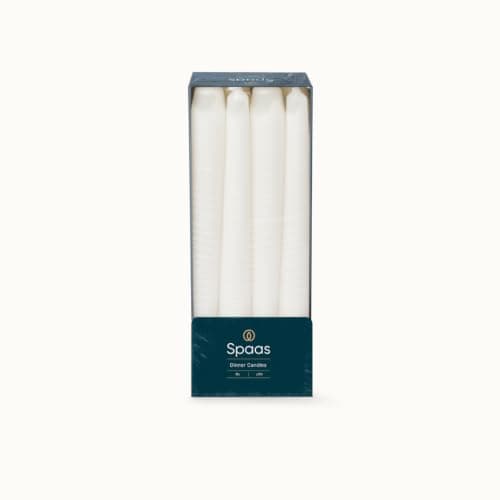 Spaas Taper Dinner Candles 8 Hours, White, 8-Piece