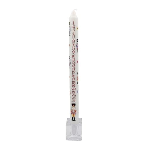 Alison Gardiner Nutcracker Advent Taper Candle – Unscented Wax Christmas Countdown Candle, 10hr Burn Time, Festive Design, Handmade in England – Table Centrepiece