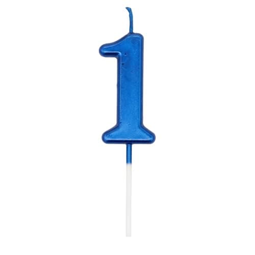 Birthday Number 1 Candle Blue Cake Topper Decorations for 10th 20th 30th 40th 50th Birthday Anniversary Party Supplies Metallic Number Candle Celebration Cake Décor