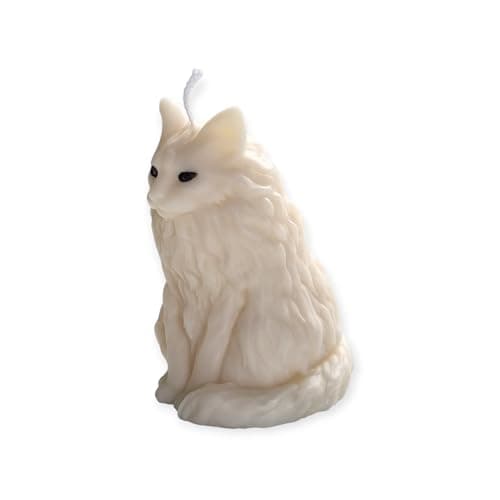Dimalight Cat and Dog Shaped Candles, Decorative Design Pillar Candle, Unscented or Floral Scented, 100% Soy Wax, Cotton Wick, Gift for Pet Lovers (Cat, Floral Scented)