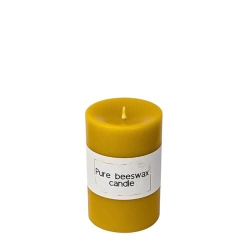 Beeswax pillar candle, Hand Poured in UK, BEE Zero Waste, eco-friendly candle, pure beeswax and organic cotton wick candles, natural air purifier, long burning time (40 hours (100x60))