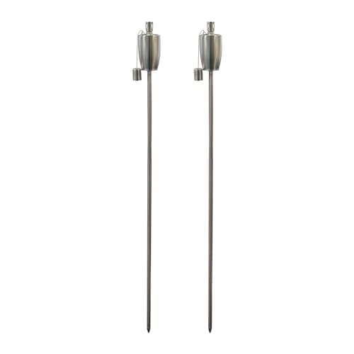 Pack of 2 Silver Metal Garden Torches, 146cm