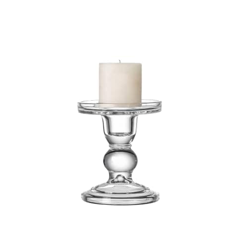 Glass Candle Holder Clear Pillar Candle Stand Candlestick for Dinner Table Wedding Party Home Decoration (Height 3.5 inch)