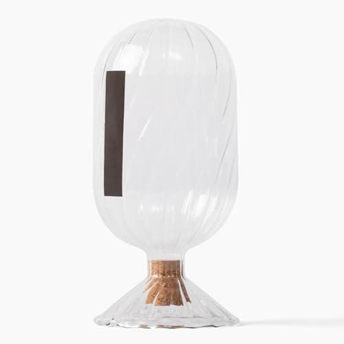 MILAVERA Premium Helix Glass Cloche - Decorative Jar with Striker. Holder for Long Matches for Candles, Fireplace, Bathroom Accessories, Bath Salts. Includes Attachable Match Striker. (No Matches)