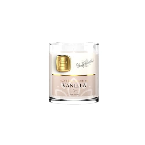 Large Vanilla Candle - Candle Gift for Women & Men with Lid - (300g/60hr) Long Burn Time with Vanilla, Cream & Caramel - Organic & Vegan Scented - Calming & Sweet