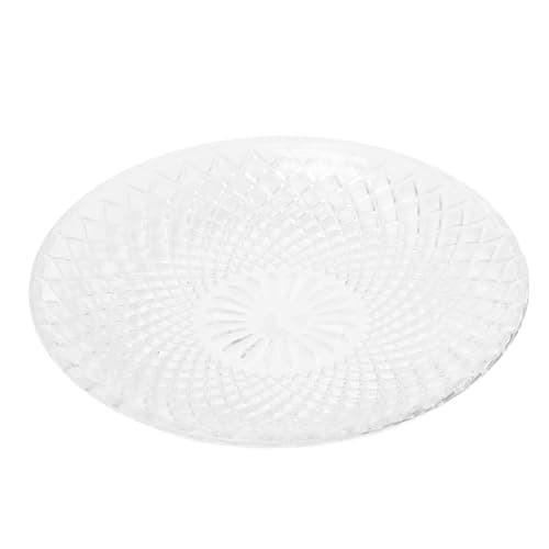 Carousel Home Medium Round Vintage Style Glass Decorative Tray, 20cm Diamond Cut Glass Plate Vanity Tray Candle Display Centrepiece