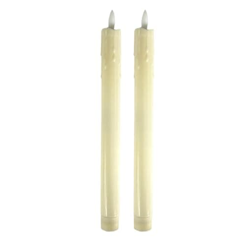 2 PCS LED Flameless Taper Candles, 2.2*25 CM LED Candle Sticks Battery Power with Remote Wick Flickering Flame Taper Candle Realistic 3D Wick Flickering Dinner Candles Christmas Home Wedding Decor