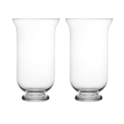 Floralcraft® 40cm Tall Glass Hurricane Vase (Set of 2), Storm Lanterns Candle Holder for Home Decoration Wedding Centrepiece