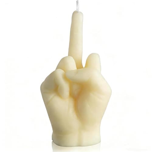 Middle Finger Candle, Funny Scented Natural Soy Wax Candle, Hand Gesture Novelty Candle for Middle Finger Gifts, Home Decor, Living Room Desk Ornament, Housewarming Birthday Joke Gifts (White)