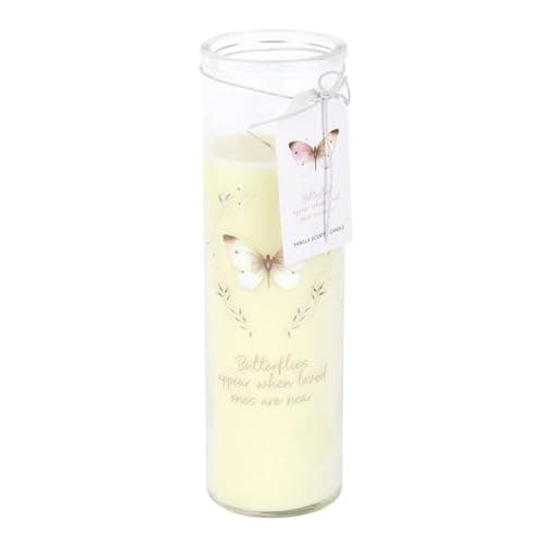 Butterflies Appear Vanilla Scented Tube Candle | Memorial Remembrance Candle with Sympathy Message | 55 Hour Burn | Bereavement Gift for Loved Ones
