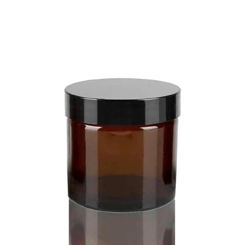Fam Organic 120ml Amber Brown Glass Jar Container with Air Tight Lid – Suitable for Cosmetics, Candle, Storage, Herb Stash - Reusable, BPA-Free, Eco-Friendly Jar (120ml - Black Lid - Pack of 1)