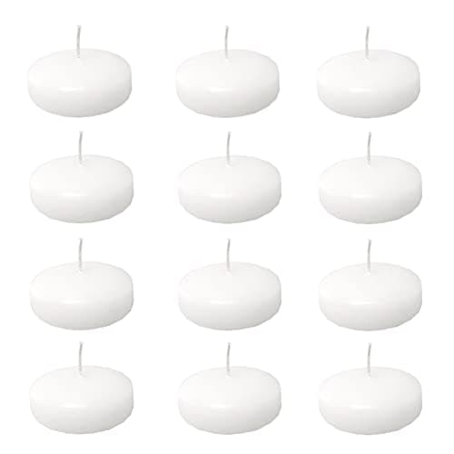 HugeDE 12 Pcs White Floating Candles Small Round Burning Candle Mini Wax Candle Disc Centerpieces Accessories for Wedding Party Pool