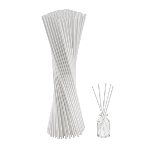 Admygo 100pcs Reed Diffuser Sticks, 7.8 Inch Rattan Wood Sticks, Diffuser Refills, Thick Room Diffuser Sticks for Essential Oil, Fibre Reeds for Diffusers, Replacements for Home, Office (White)