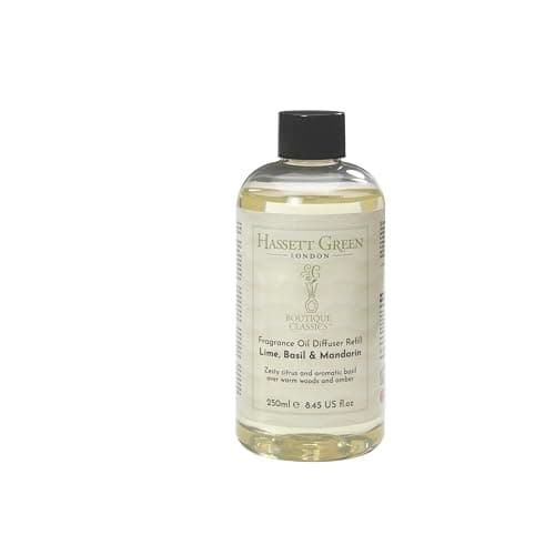 Hassett Green London Boutique Classics Lime Basil & Mandarin - Fragrance Oil Reed Diffuser Refill - Larger Size 250ml Bottle