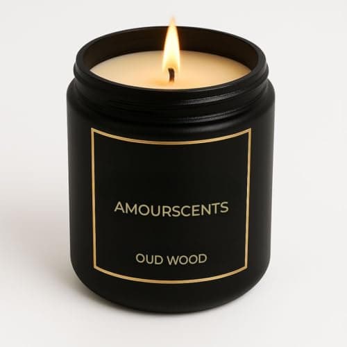 Oud Wood Scented Candle - Aromatherapy Home Fragrance Used with Soy Wax, Removes Odours and Promotes Stress & Anxiety Relief, Body Relaxation & Perfect Sleep (250ml)