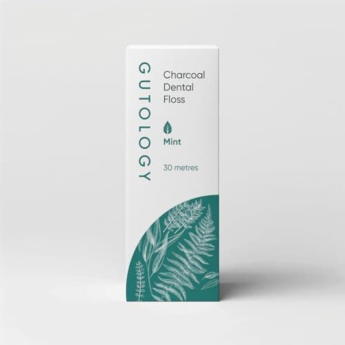 Gutology Charcoal Bamboo Dental Floss 30m, Candle Wax & Mint Oil