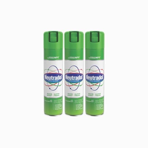 Neutradol Room Spray, Fast Acting Aerosol, Air Freshener for Home & Office, Odour Eliminator, Super Fresh, Multipack of 3 x 300ml