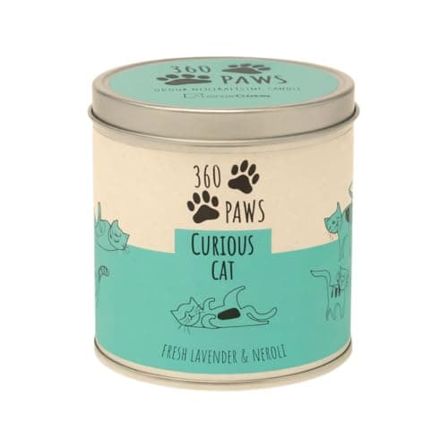 360 Paws Curious Cat Odour Neutralising Candle | Fresh Lavender & Neroli | AromaGuard™ Pet Odour Eliminator | 50 Hour Burn | Natural Wax | Cat-Friendly Candle in Decorative Tin