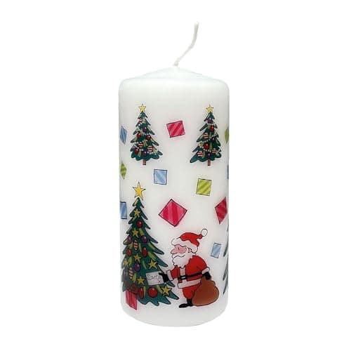 Alison Gardiner Christmas Trees Mini Pillar Candle – Unscented Wax Christmas Candle, 40hr Burn, Handmade in UK – Perfect for Adding Warmth to Table Displays & Seasonal Décor