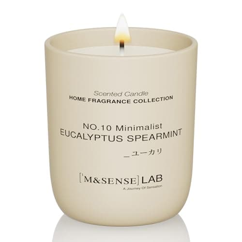 M&SENSE Scented Candles 150g Eucalyptus Mint Natural Soy Wax Candle Long Burning Minimalist Aromatherapy Candles, Perfect Christmas Gifts for Women and Men.