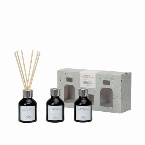 French Connection Black & White Collection Gift Sets Reed Diffuser | Luxury Home Fragrance | 100ML & Trio Sets (Black (Lemon &Lavender, Black Pomegranate, Tropical Pineapple))