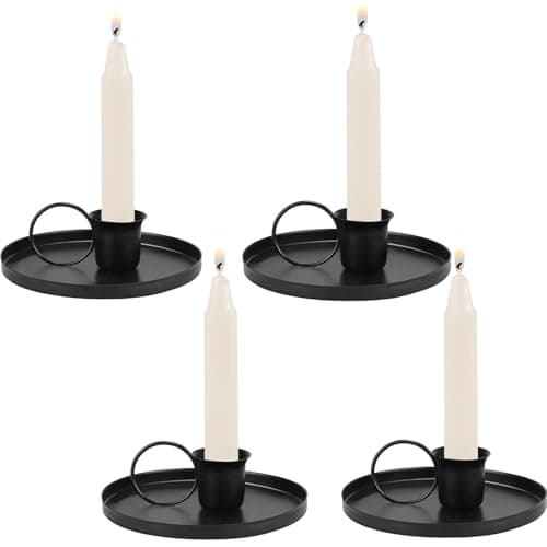 4Pcs Iron Candlestick Holders - Metal Candle Stands, Retro Taper Candle Holder for Halloween, Valentine, Christmas, Wedding Party