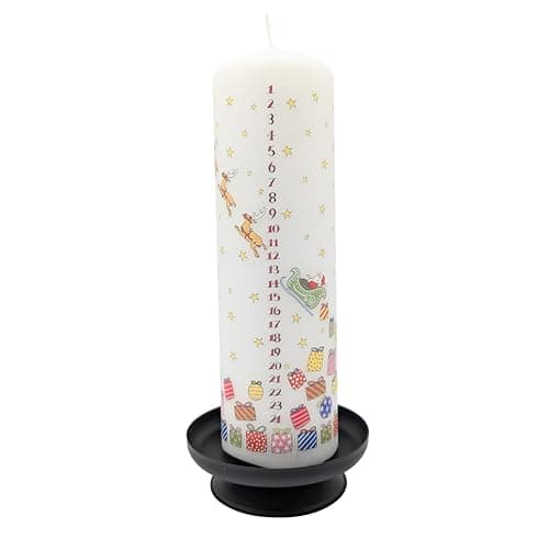 Alison Gardiner Santa's Sleigh Advent Pillar Candle – Unscented Wax Christmas Countdown, 70hr Burn, Handmade in UK – Festive Candle for Table, Mantelpiece & Seasonal Décor
