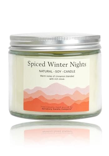 Luxury White Soy Wax Candle with Cinnamon & Clove, Aromatherapy Blend for a Warm and Cozy Atmosphere, Hand Poured Scented Candle, Natural Wax, Long Burning, Spiced Scent, in Gift Box