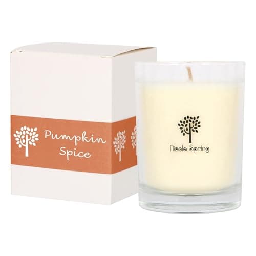 Nicola Spring Soy Wax Scented Candle 160g – Pumpkin Spice Fragrance - 28 Hour Burn Time Eco-Friendly Jar Candle for Relaxation, Aromatherapy, Luxury Gifting & Home Décor