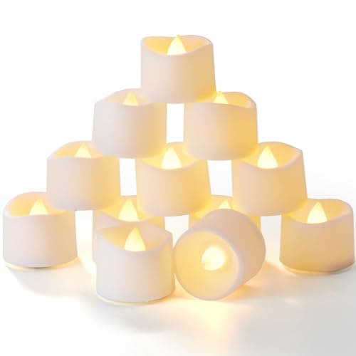 Homemory 24 Pack LED Timer Tealights Flameless Flickering Tealights Candles with Timer, Warm White Light for Table Centerpiece, Halloween, Christmas, Warm White