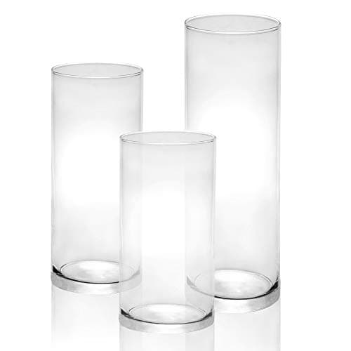 Set of 3 Glass Candle Cylinder Holders for Pillar Candles