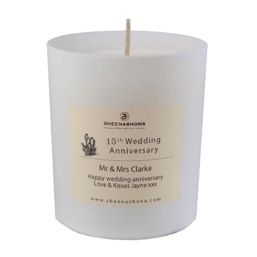 Sheenashona Personalised 16th Silverware Wedding Anniversary Candle, Scented Soy Wax Gift Box with Satin Ribbon, Made in Great Britain (White Linen)