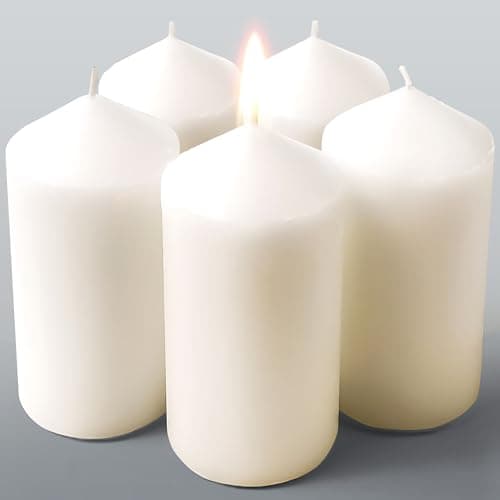 TRINIDA White Pillar Candles Set of 5, Unscented Decorative Candles, Clean Burning Smokeless Dripless Candles for Wedding, Home Decor, Church, Emergency & Table Centerpieces, 25 Hour Burn