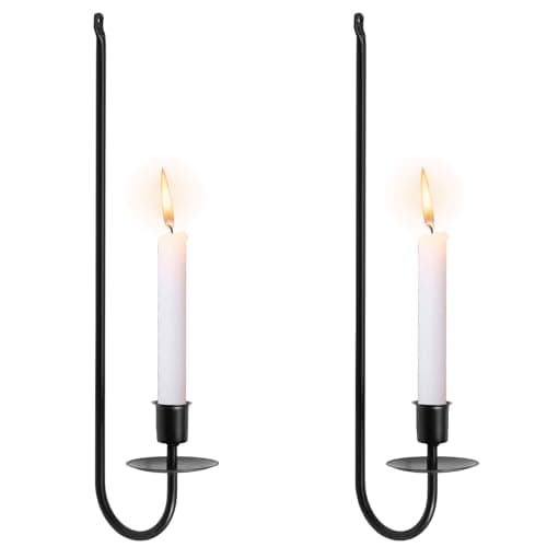 Wall Candle Holders Set of 2 Wall Mounted Candle Sconces Black Metal Wall Candle Sconce L Shape Modern Wall Candlestick Holders for Bedroom Living Room Dining Room Farmhouse Fireplace Decor