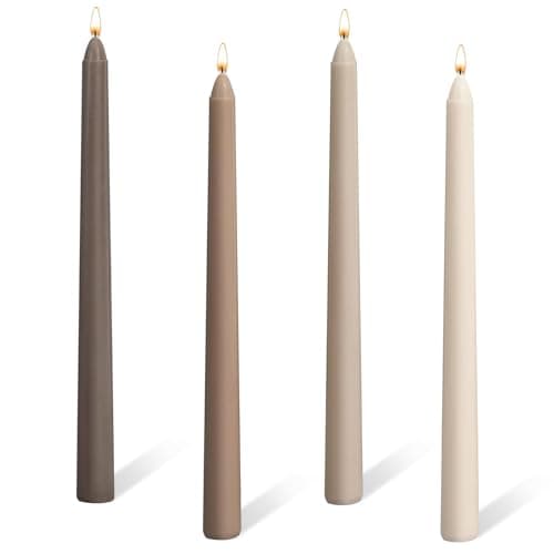 10'' Taper Candles, Set of 4 Gradient Brown Candle Tapered Candles, Unscented Dripless Long Tall Dinner Candle Sticks for Table Dinner Wedding Christmas Halloween Home Decor