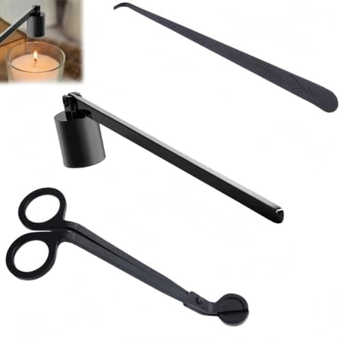 VZU 3-in-1 Candle Set – Wick Trimmer, Snuffer & Dipper, Matte Black Steel