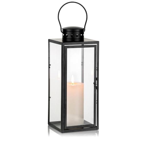 NUPTIO Lantern for Candle Black Outdoor: 35cm Tall for Living Room Indoor
