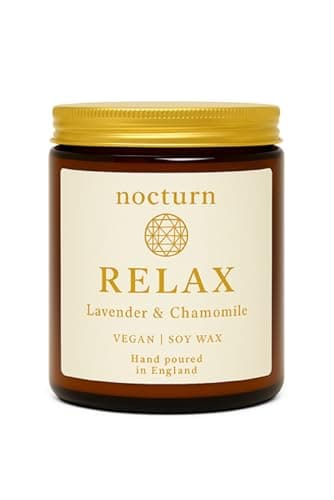 Nocturn Scented Sleep Candle - Lavender & Chamomile - Handmade Organic Soy Wax - Aromatherapy Birthday Gift for Relaxation Women