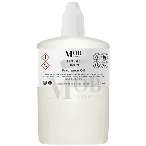 Fresh Linen Fragrance Oil 100ml | Luxury and Designer Scents | Highly Concentrated | Perfect for Candles, Soaps, Bath Bombs, Diffusers, Wax Melts | UK Made | Vegan (Fresh Linen, 100ml (Pack of 1))