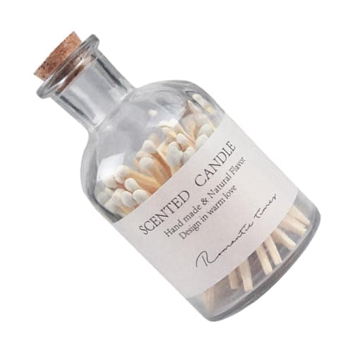 JOINPAYA Long Matches in Jar for Candle Lighting with Easy Ignition Glass Matches Holder with Wooden Matchsticks for Coffee Tables and Living Room Décor