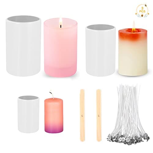 3 PCS Silicone Candle Mould Set, Pillar Candle Moulds for Candles Making