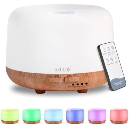 Diffuser 300ML Classic Design Aromatherapy Ultrasonic Air Vapouriser Essential Oil Diffusers Humidifier Scented Fragrance with Remote, Mist Modes, Automatic Off and 7 LED Lights for Home Office AZULON