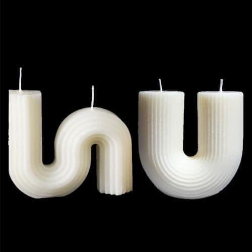 2 Pieces Aesthetic U and S Shape Candles - Minimalist Geometric Soy Wax Scented Candle Art Decorative for Wedding, Christmas, Birthday Gift