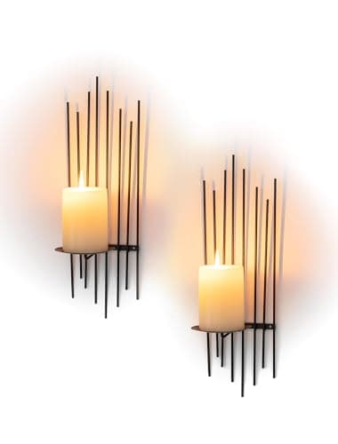 Sziqiqi Metal Wall Candle Holders: Black Candle Sconces Set of 2