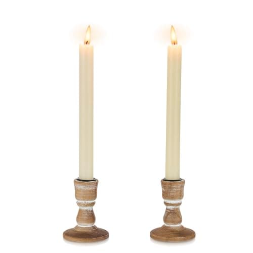 Inweder Wooden Candle Holder for Candlesticks: Rustic Famhouse Decor, 2 Pcs