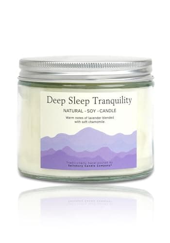 Luxury White Soy Wax Candle with Lavender & Chamomile, Natural Sleep Aid and Relaxation Blend, Hand Poured Aromatherapy, Long Burning, Natural Wax, Calming Scent, in Gift Box