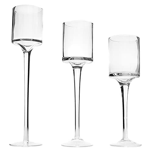 Set of 3 Glass Tealight Candle Holders|Decorative Glass Holders