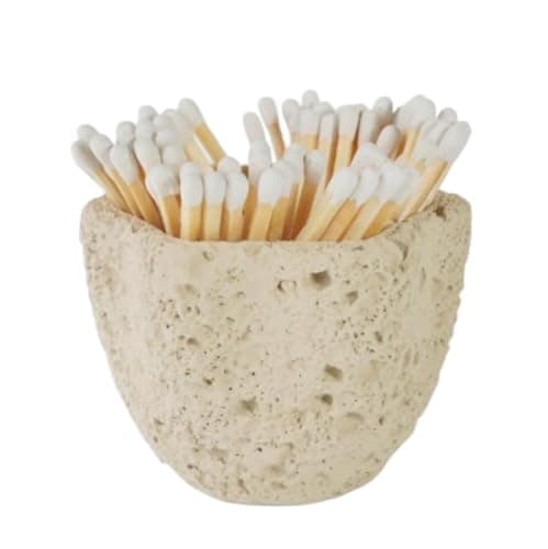 Matches In A Jar, Concrete Match Holder With Striker, Apricot Hexagonal Petal Edge Empty Jar – Ideal For Long Matches For Lighting Candles & Candles, Multi-purpose Storage Decor, Boxed