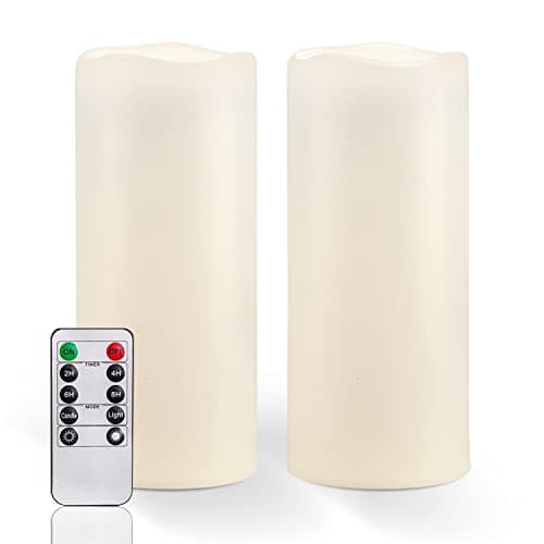 Homemory 4" x 10" Large LED Pillar Candles Outdoor Water Resistant Set of 2