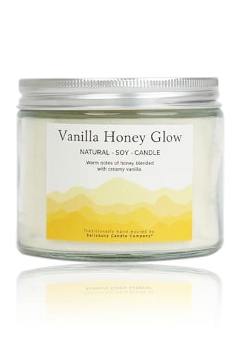 Luxury White Soy Wax Candle with Honey & Vanilla, Comforting Aromatherapy Blend for Relaxation and Warmth, Hand Poured Scented Candle, Natural Wax, Long Burning, Sweet Scent, in Gift Box